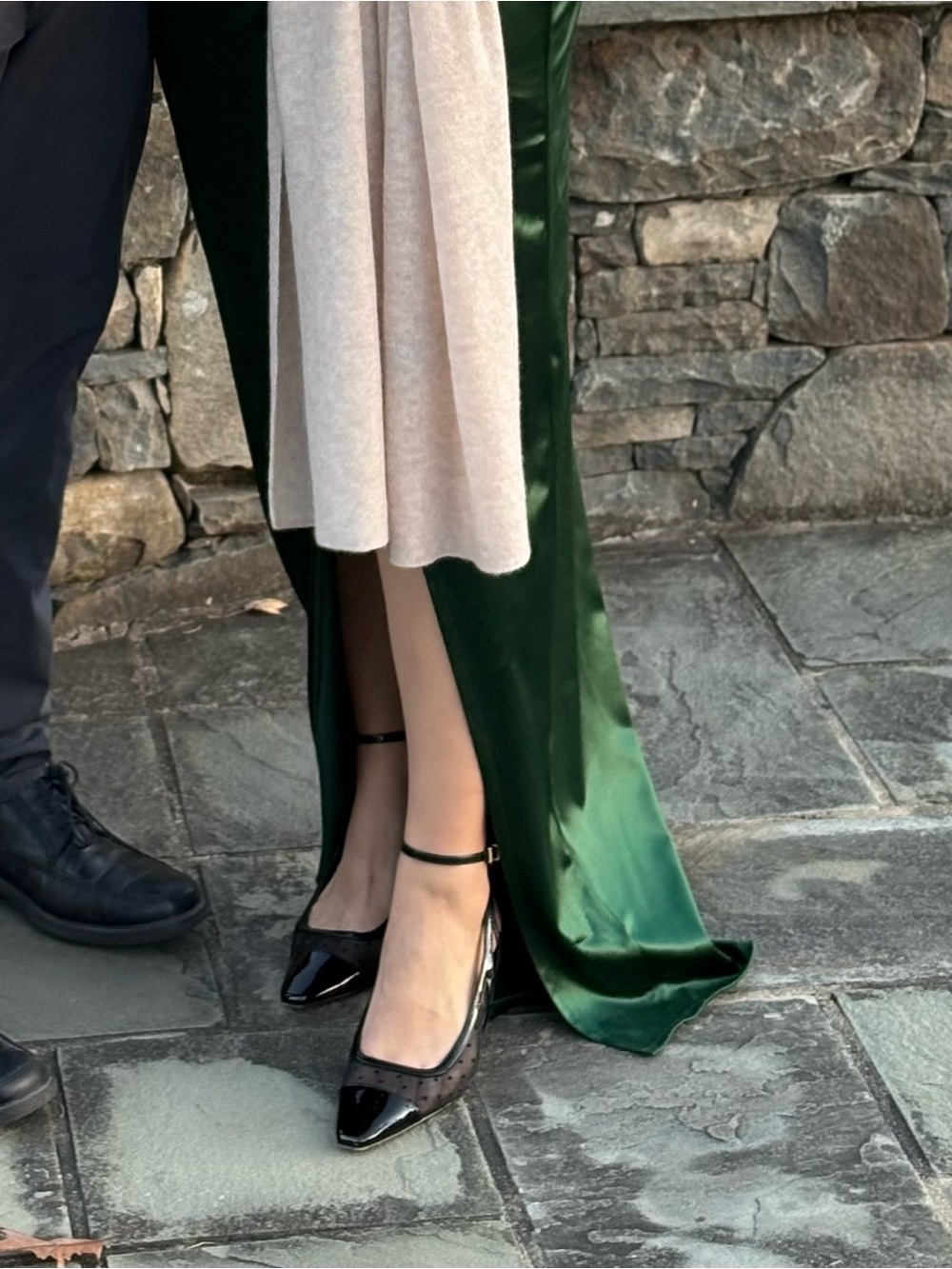 Windsor Forest/Hunter Green Satin Slip Maxi Dress with Side Slit - Mayra Dress - Picture 7 of 7